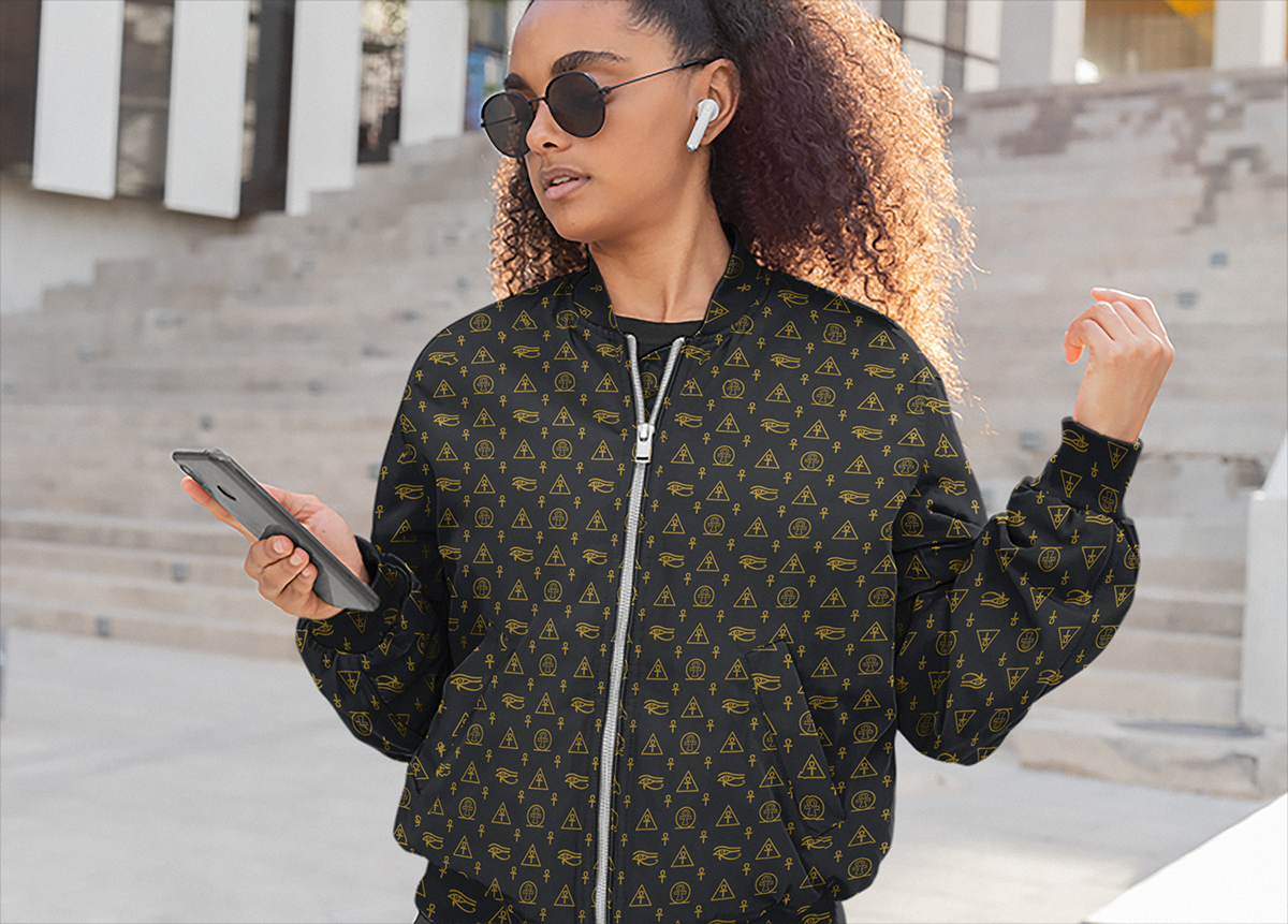 Ankh Awakening Women's Bomber Jacket - ABJ-020