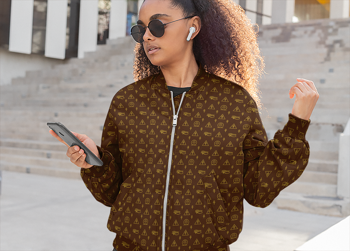 Ankh Awakening Women's Bomber Jacket - ABJ-019